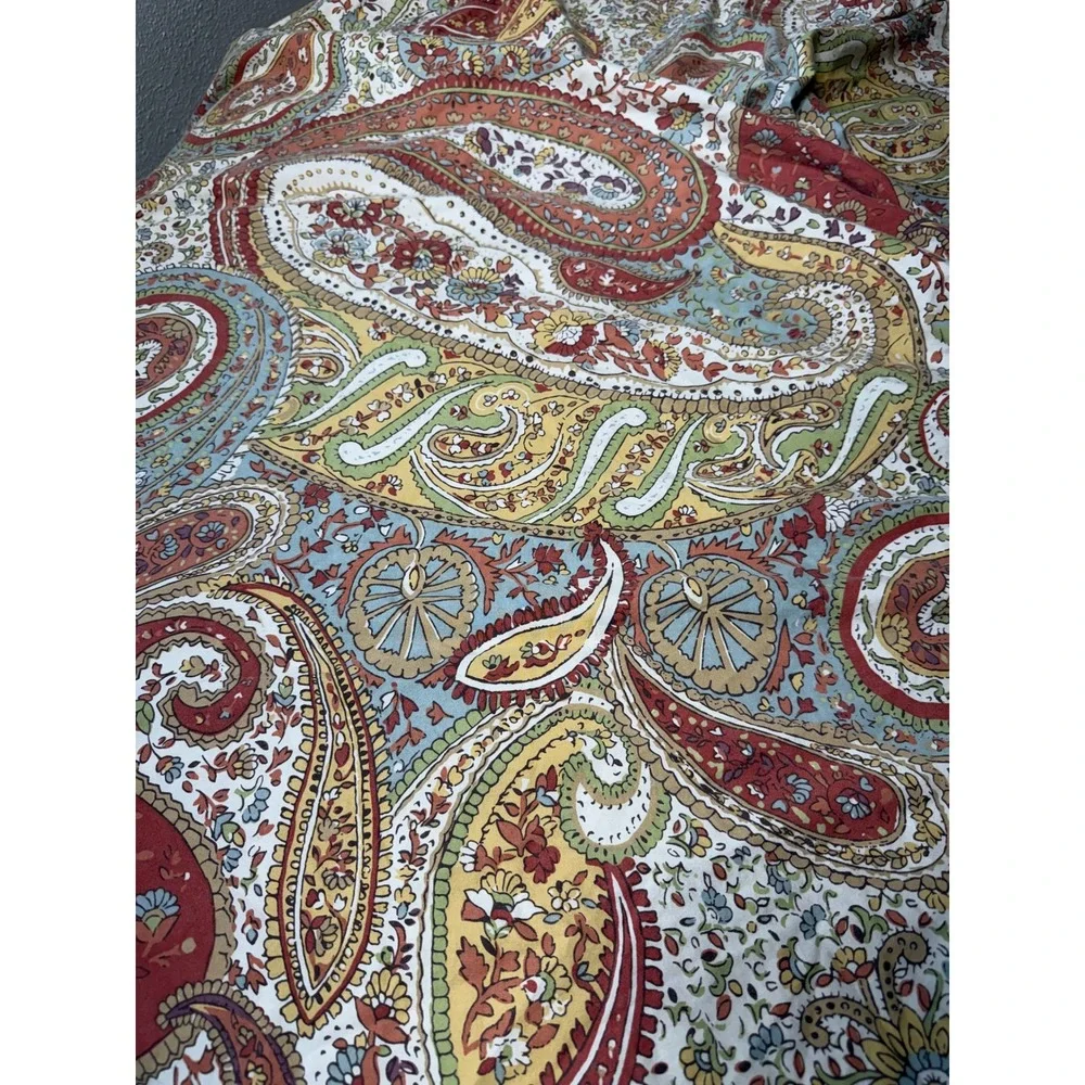 Pottery Barn Paisley Duvet Cover Multi Color Boho Bedding Terracotta Sage Blue